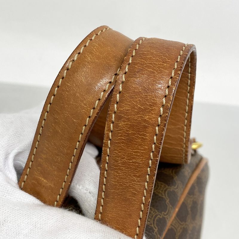 Celine Handbag Macadam PVC Brown Gold Hardware Women