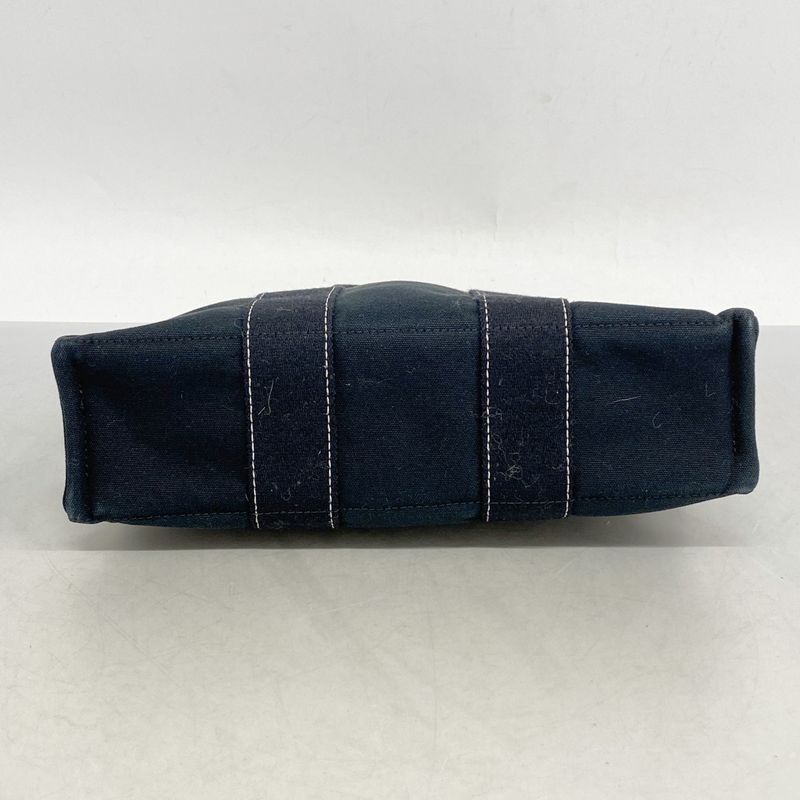 Hermes Tote Bag Deauville PM Canvas Black Silver Hardware Women