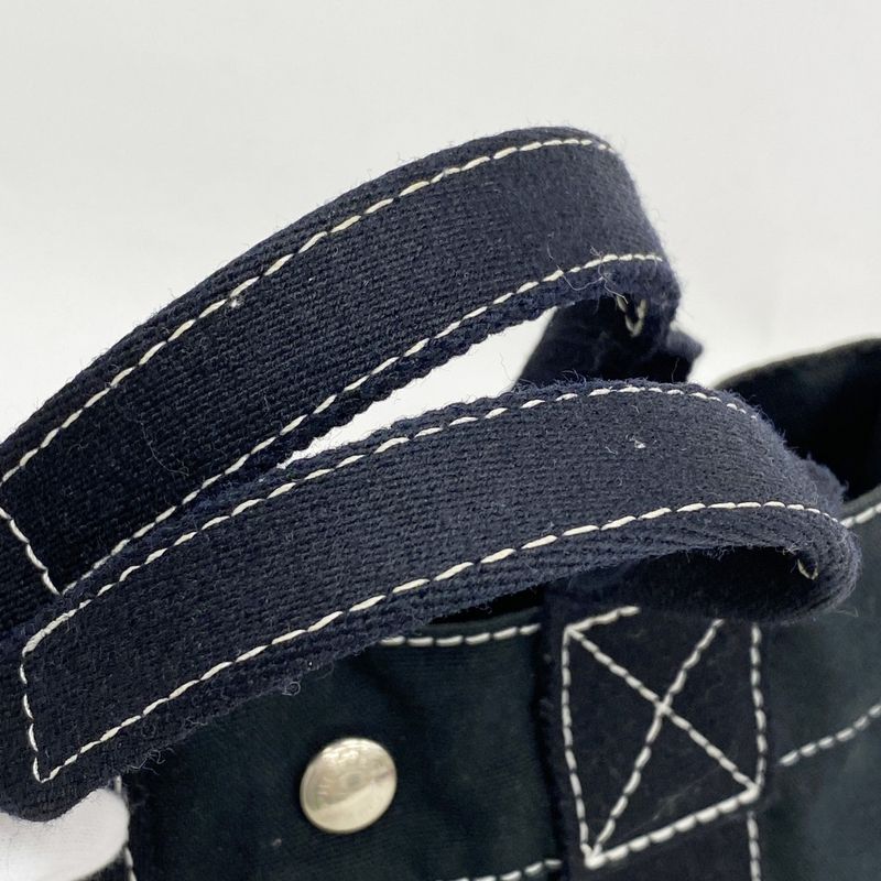 Hermes Tote Bag Deauville PM Canvas Black Silver Hardware Women