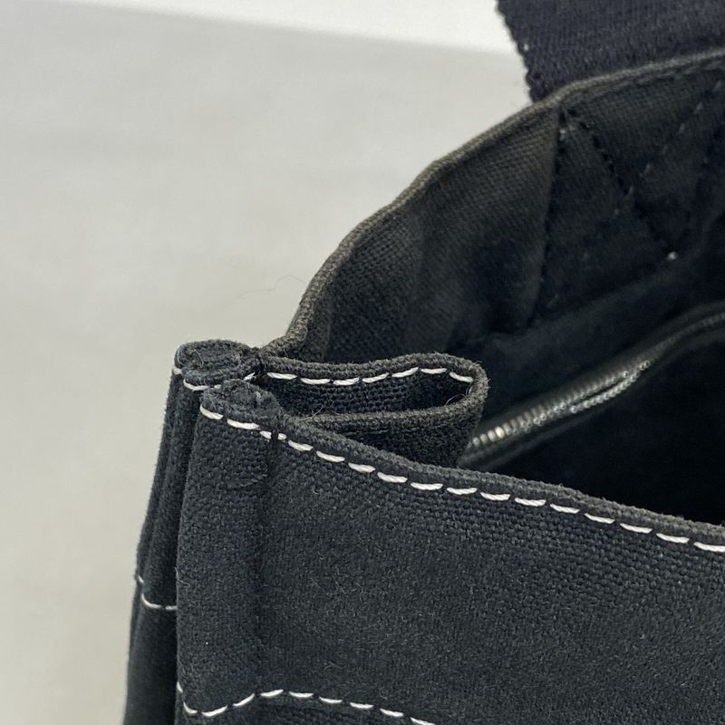 Hermes Tote Bag Deauville PM Canvas Black Silver Hardware Women