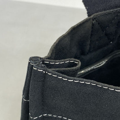 Hermes Tote Bag Deauville PM Canvas Black Silver Hardware Women