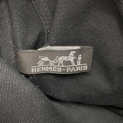 Hermes Tote Bag Deauville PM Canvas Black Silver Hardware Women