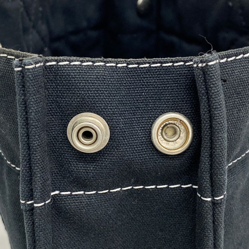 Hermes Tote Bag Deauville PM Canvas Black Silver Hardware Women