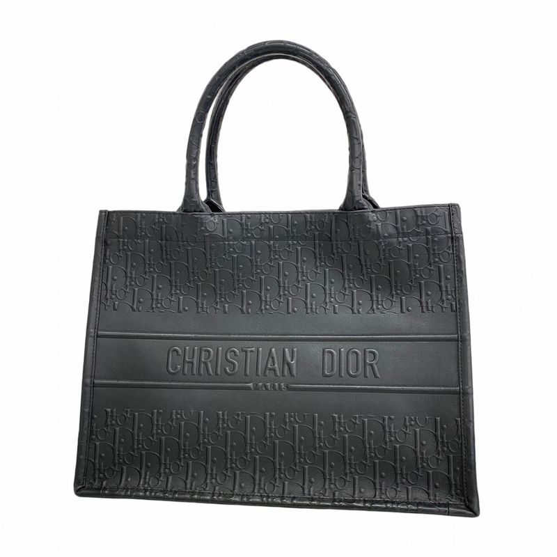 Christian Dior Tote Bag Oblique Book Tote Leather Black Cles Deuce