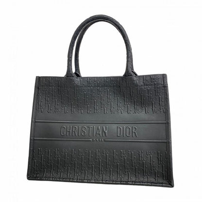 Christian Dior Tote Bag Oblique Book Tote Leather Black Cles Deuce