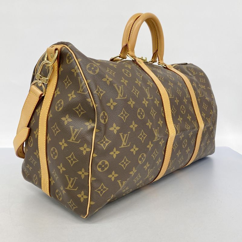 Louis Vuitton Boston Bag Monogram Keepall Bandoliere 50 M41416 Brown Men Women