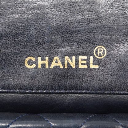 Chanel Shoulder Bag Matelasse Lambskin Navy Gold Hardware Women