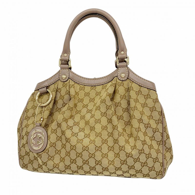 Gucci Handbag GG Canvas Sookie 211944 Canvas Brown Chien Pan Gold Hardware Women