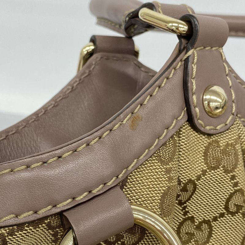 Gucci Handbag GG Canvas Sookie 211944 Canvas Brown Chien Pan Gold Hardware Women
