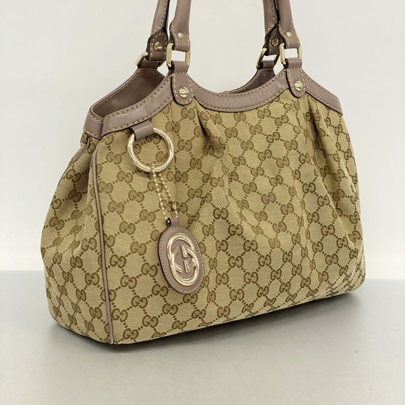 Gucci Handbag GG Canvas Sookie 211944 Canvas Brown Chien Pan Gold Hardware Women