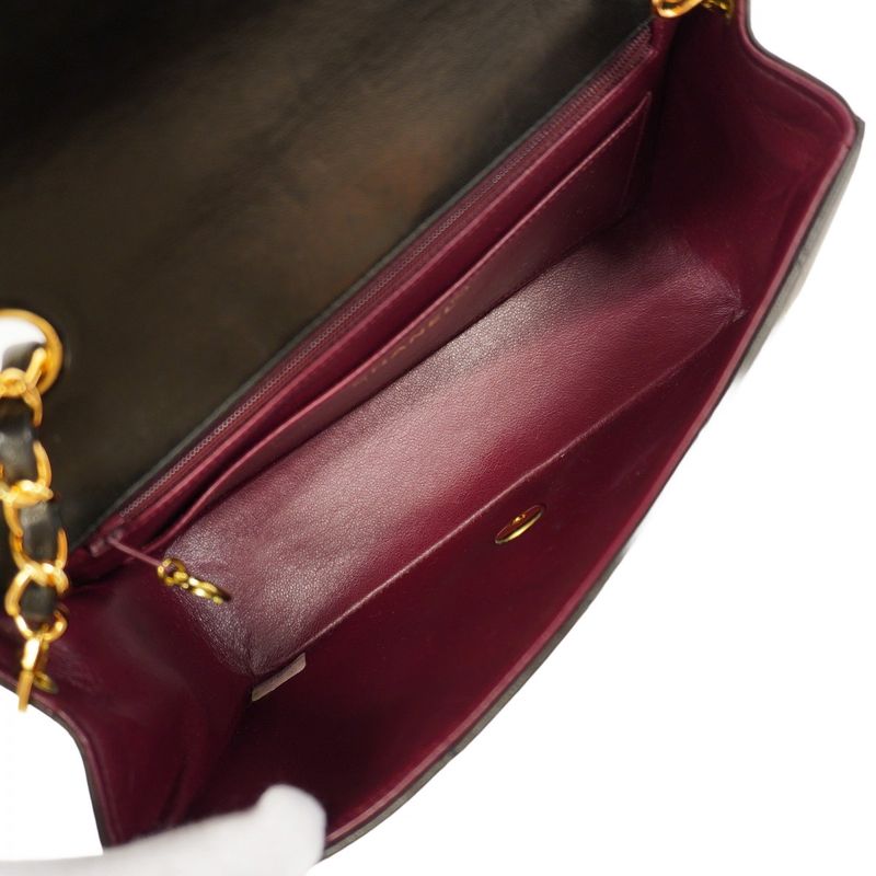 Chanel Shoulder Bag Diana Lambskin Black Gold Hardware Women