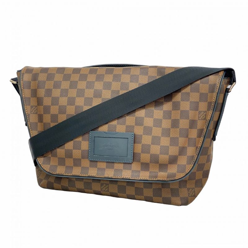 Louis Vuitton Damier Splinter MM N41254 Navy Ebène Men's Shoulder Bag
