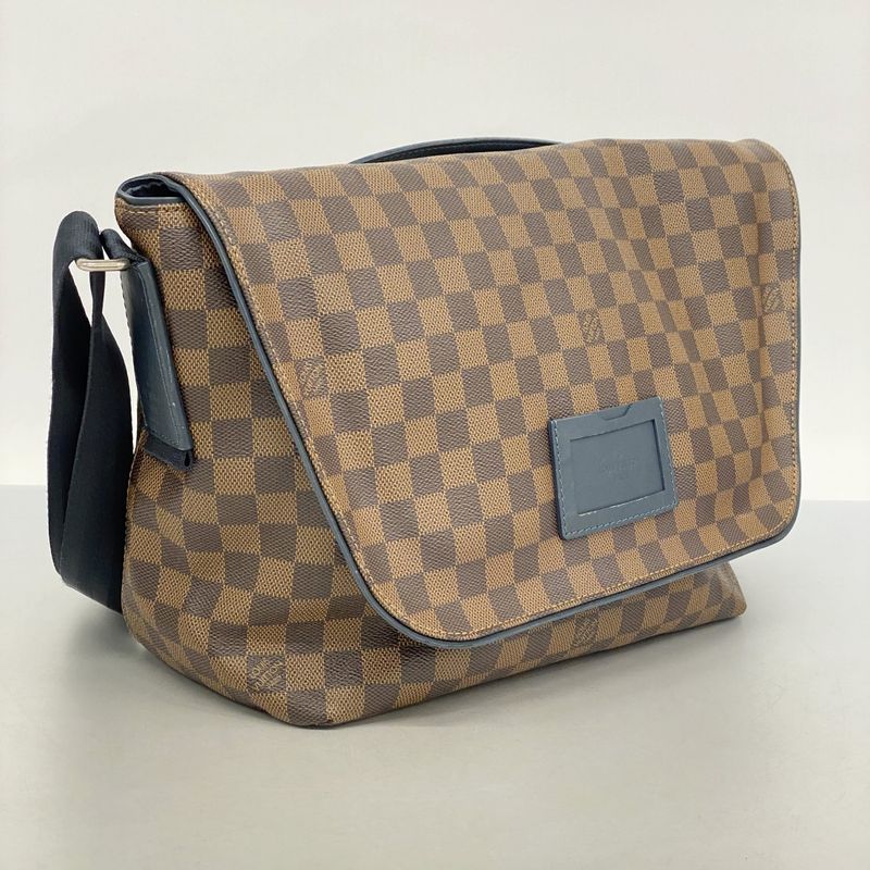 Louis Vuitton Damier Splinter MM N41254 Navy Ebène Men's Shoulder Bag