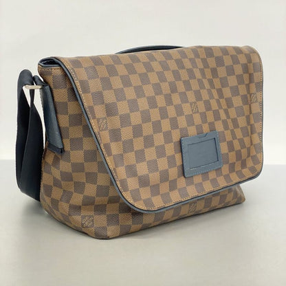 Louis Vuitton Damier Splinter MM N41254 Navy Ebène Men's Shoulder Bag