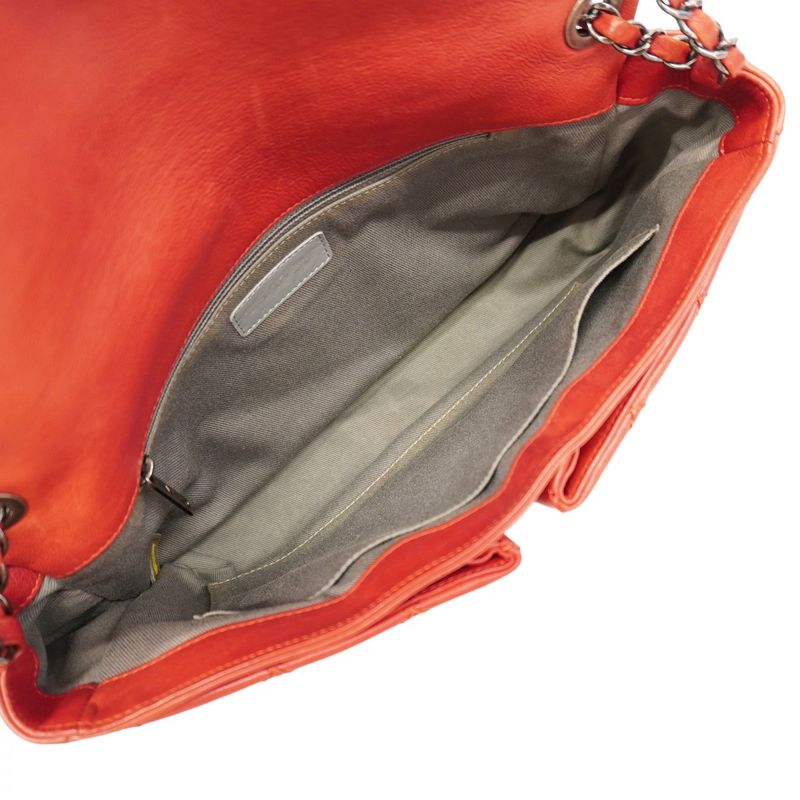 Chanel Shoulder Bag Wild Stitch Leather Red Silver Hardware Women