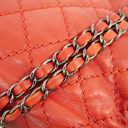 Chanel Shoulder Bag Wild Stitch Leather Red Silver Hardware Women