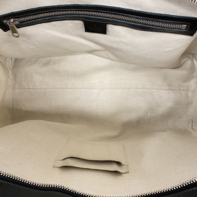 Gucci Boston Bag GG Embossed 625772 Leather Black Silver Hardware Men's