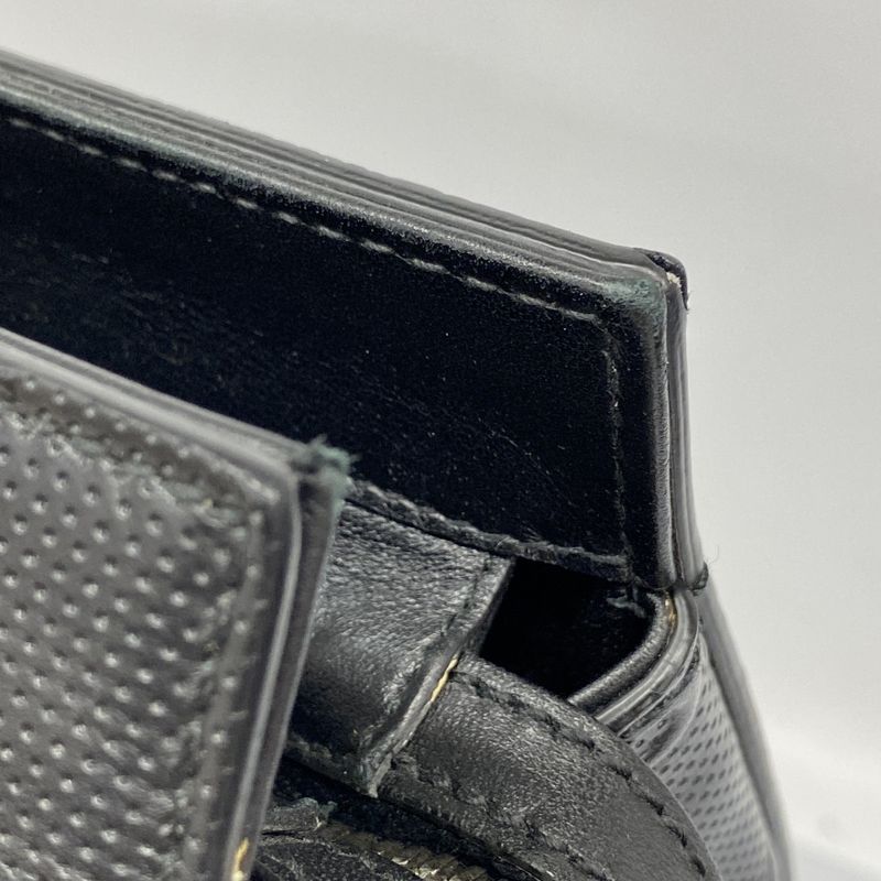 Gucci Boston Bag GG Embossed 625772 Leather Black Silver Hardware Men's