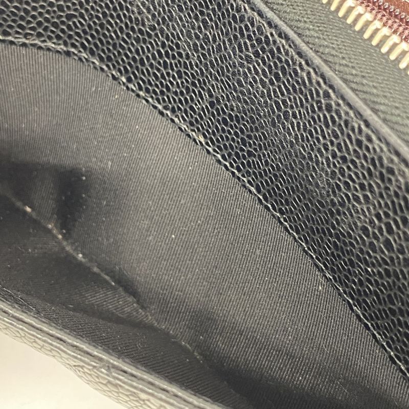 Chanel Long Wallet Matelasse Caviar Skin Black Silver Hardware Women