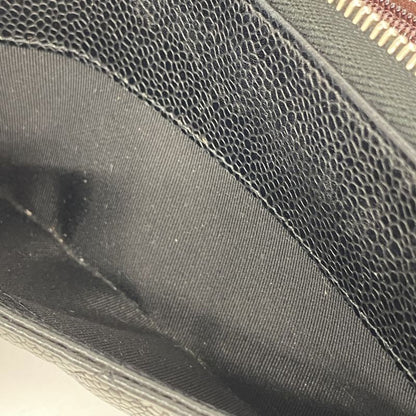 Chanel Long Wallet Matelasse Caviar Skin Black Silver Hardware Women