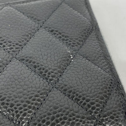 Chanel Long Wallet Matelasse Caviar Skin Black Silver Hardware Women
