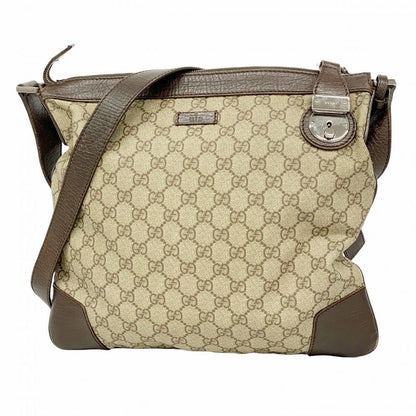 Gucci Shoulder Bag GG Supreme 148476 PVC Brown Silver Hardware Women