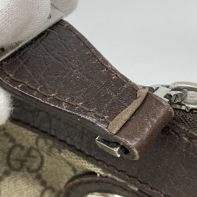 Gucci Shoulder Bag GG Supreme 148476 PVC Brown Silver Hardware Women