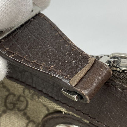 Gucci Shoulder Bag GG Supreme 148476 PVC Brown Silver Hardware Women