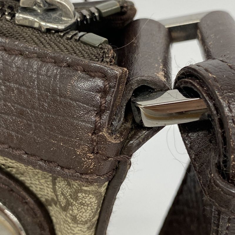 Gucci Shoulder Bag GG Supreme 148476 PVC Brown Silver Hardware Women