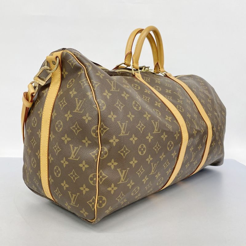 Louis Vuitton Boston Bag Monogram Keepall Bandoliere 55 M41414 Brown Men Women
