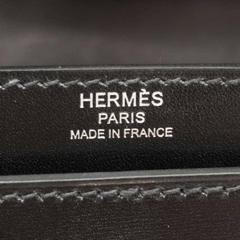 Hermes Briefcase Kelly Depeche 36 Tadelakt Black Silver Hardware B Engraved