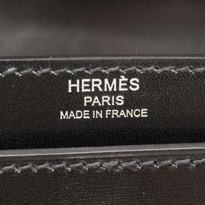 Hermes Briefcase Kelly Depeche 36 Tadelakt Black Silver Hardware B Engraved
