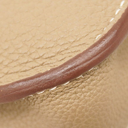 Hermes Shoulder Bag Steve Wright Junior Togo Etoupe Silver Hardware W Engraved