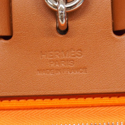 Hermes Handbag Herbag Zip PM Toile Officier Orange Silver Hardware W Engraved