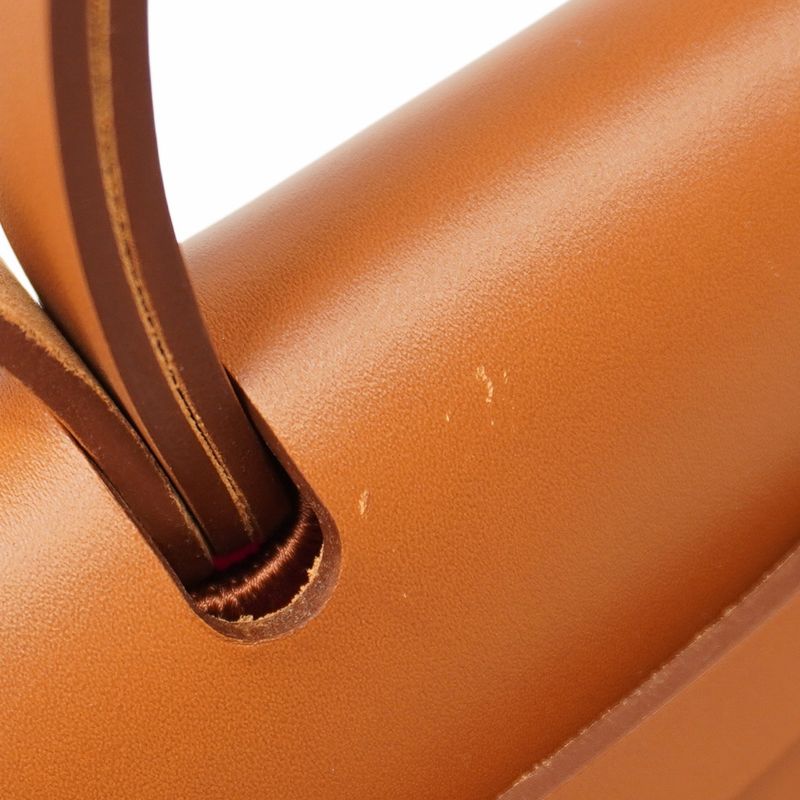 Hermes Handbag Herbag Zip PM Toile Officier Orange Silver Hardware W Engraved