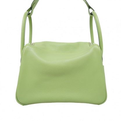 Hermes Handbag Lindy 26 Evercolor Vert Cricket Silver Hardware B Engraved 2way