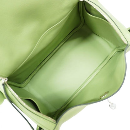 Hermes Handbag Lindy 26 Evercolor Vert Cricket Silver Hardware B Engraved 2way