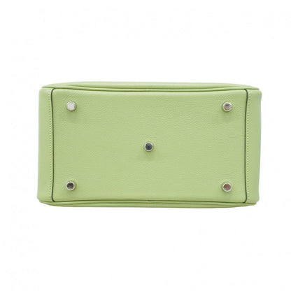 Hermes Handbag Lindy 26 Evercolor Vert Cricket Silver Hardware B Engraved 2way