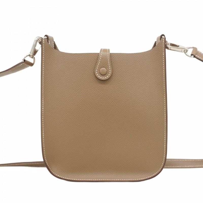 Hermes Shoulder Bag Evelyn TPM Serie Vaux Epson Etoupe Silver Hardware K