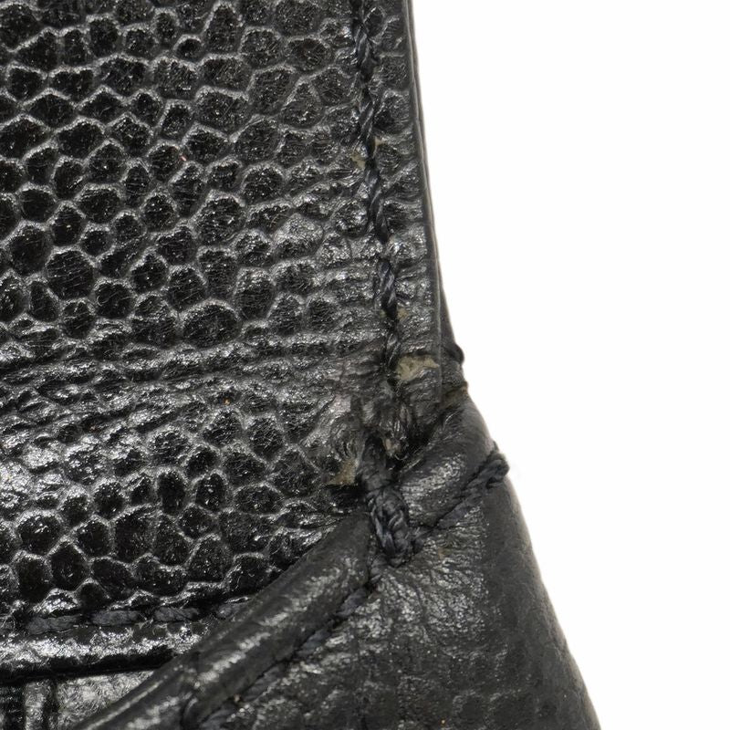 Chanel Handbag Matelasse Caviar Skin Black Silver Hardware Women