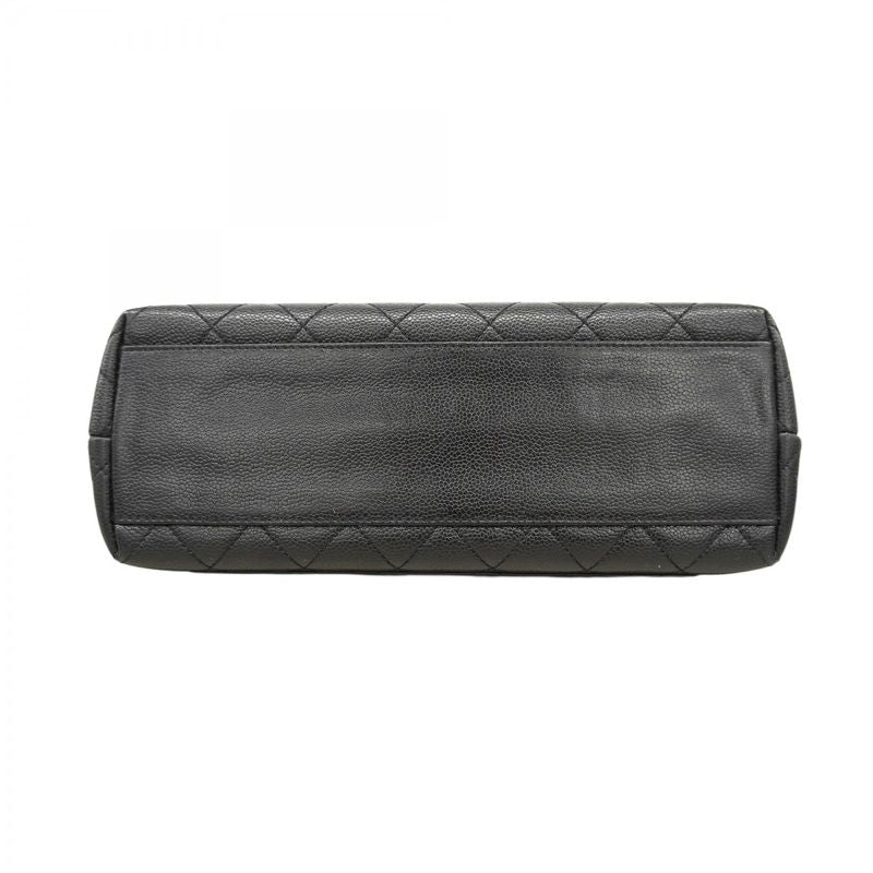 Chanel Handbag Matelasse Caviar Skin Black Silver Hardware Women