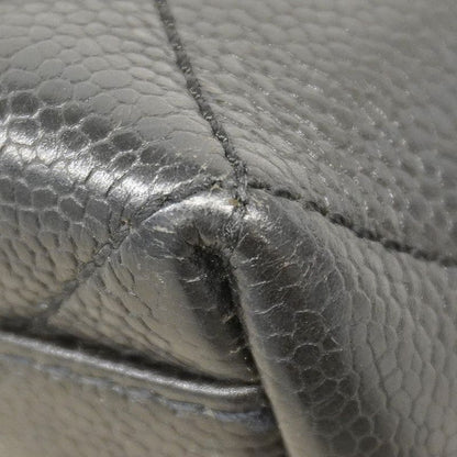 Chanel Handbag Matelasse Caviar Skin Black Silver Hardware Women