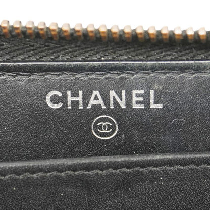 Chanel Long Wallet Matelasse Calfskin Black Silver Hardware Women