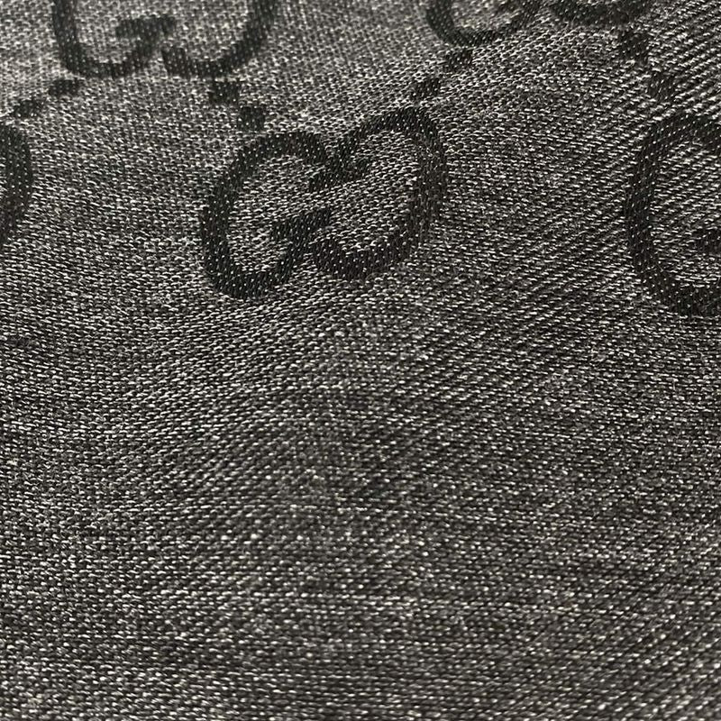 Gucci Stole (shawl) - Dark Gray And Black GG Pattern Wool Silk