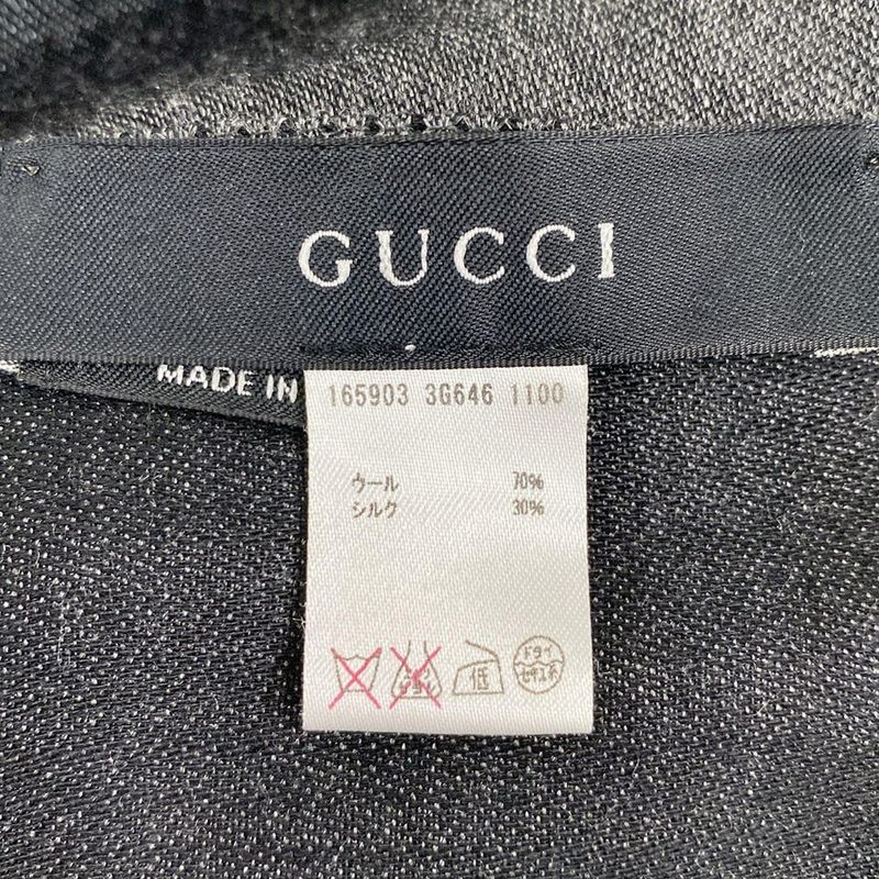 Gucci Stole (shawl) - Dark Gray And Black GG Pattern Wool Silk