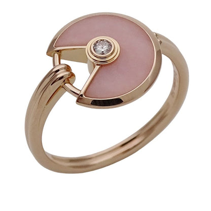 Cartier Ring Women's Brand Ring 750pg 1P Diamond Pink Opal Amulet Pink Gold #52