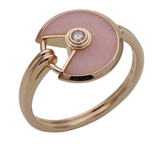 Cartier Ring Women's Brand Ring 750pg 1P Diamond Pink Opal Amulet Pink Gold #52