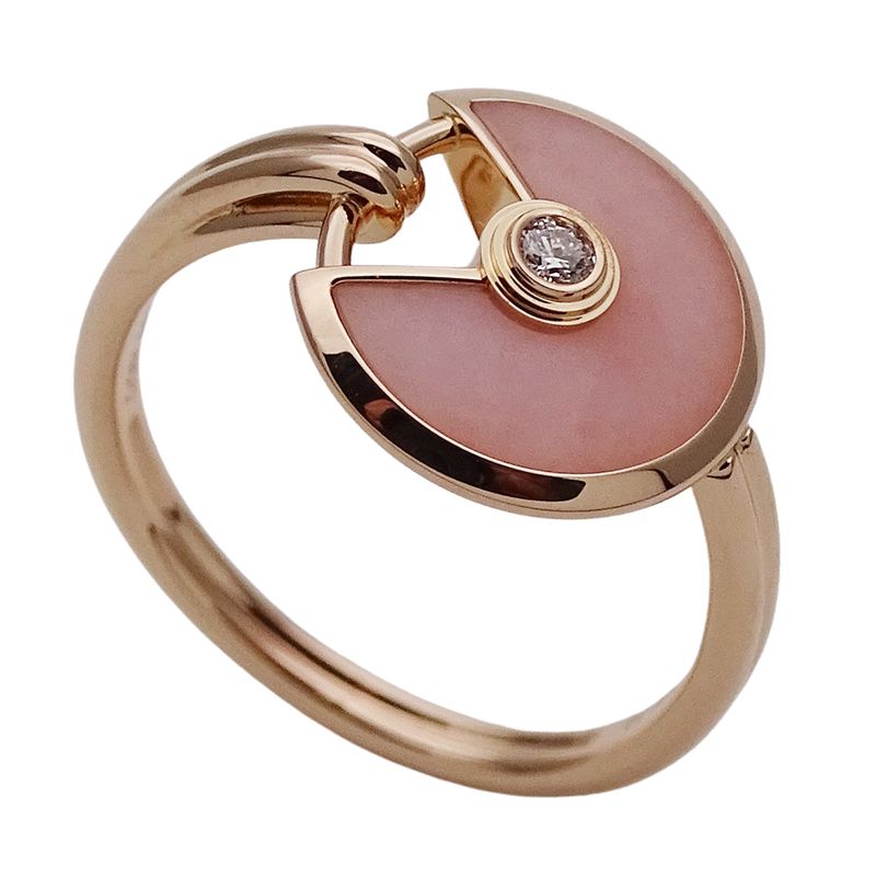 Cartier Ring Women's Brand Ring 750pg 1P Diamond Pink Opal Amulet Pink Gold #52