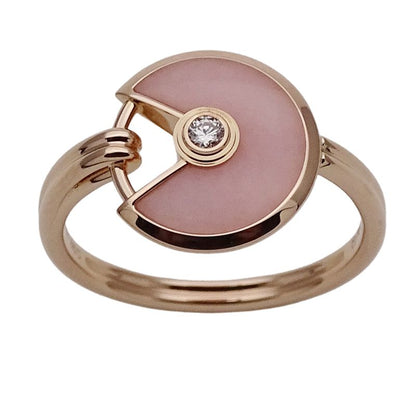 Cartier Ring Women's Brand Ring 750pg 1P Diamond Pink Opal Amulet Pink Gold #52