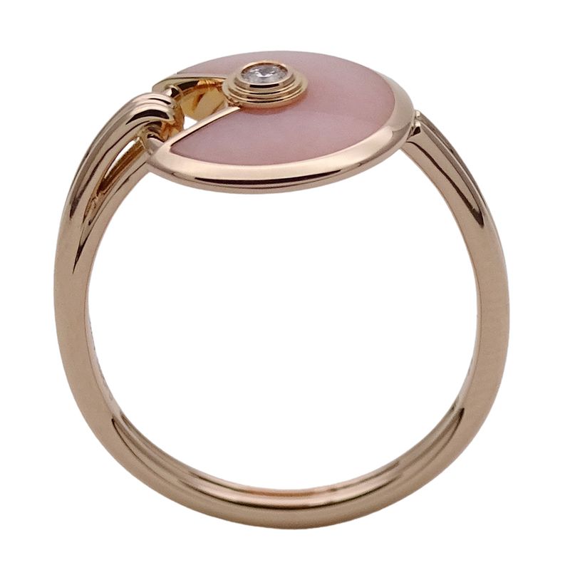 Cartier Ring Women's Brand Ring 750pg 1P Diamond Pink Opal Amulet Pink Gold #52